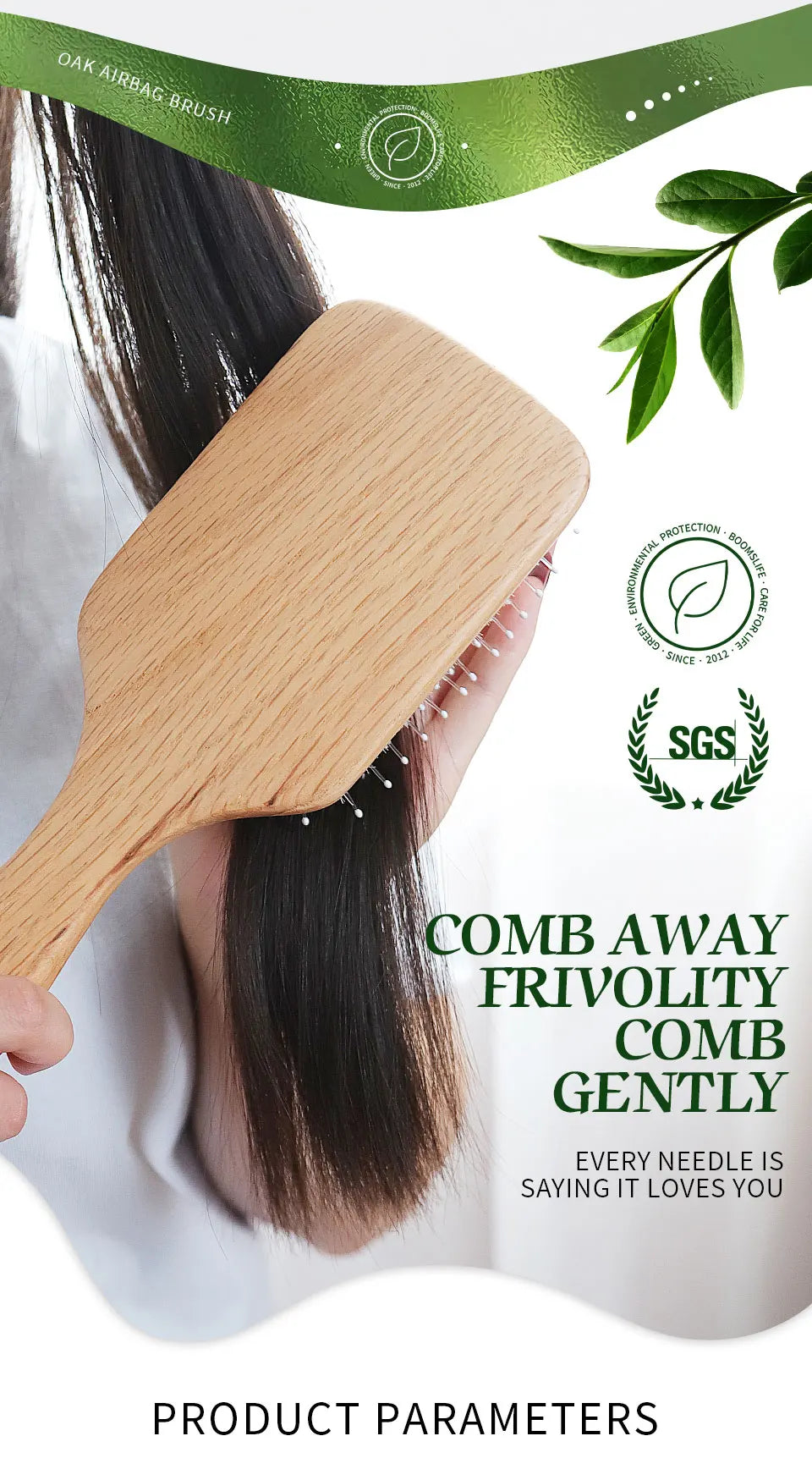 BOOMSLIFE Boar Bristle Hair Brush Square Paddle Scalp Massage Hairbrush USA Oak Wood Comb for Hair Women Barber Beauty Hair Care
