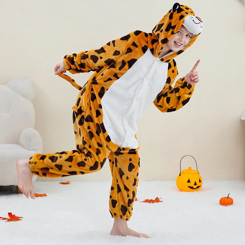 MICHLEY Christmas Capybara Flannel Blanket Sleepers Onesie Hooded Children Costume Clothes Jumpsuit Sleepwear For Boys Girls