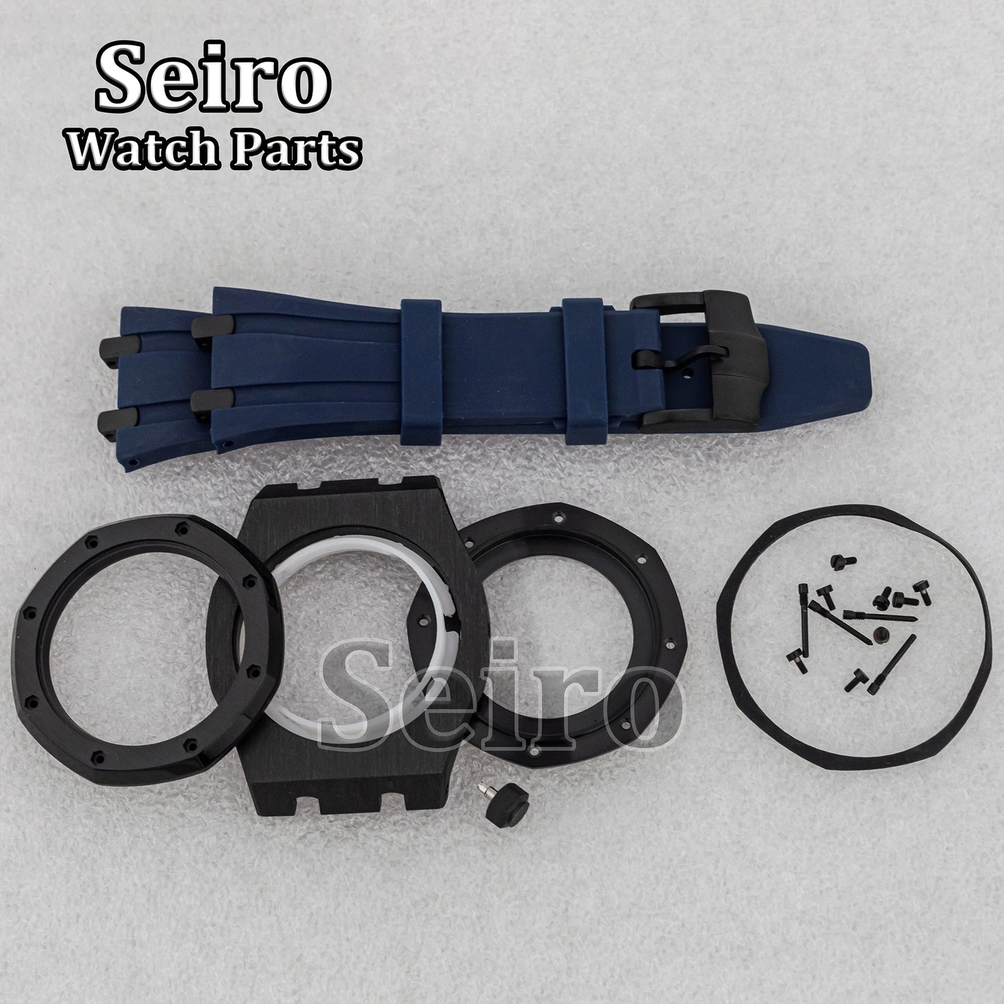 42mm Octagon Watch Case Rubber Strap Sapphire Crystal 10bar for 31.8mm Dial Royal Oak NH35 NH36 Movement Watch Modified Parts