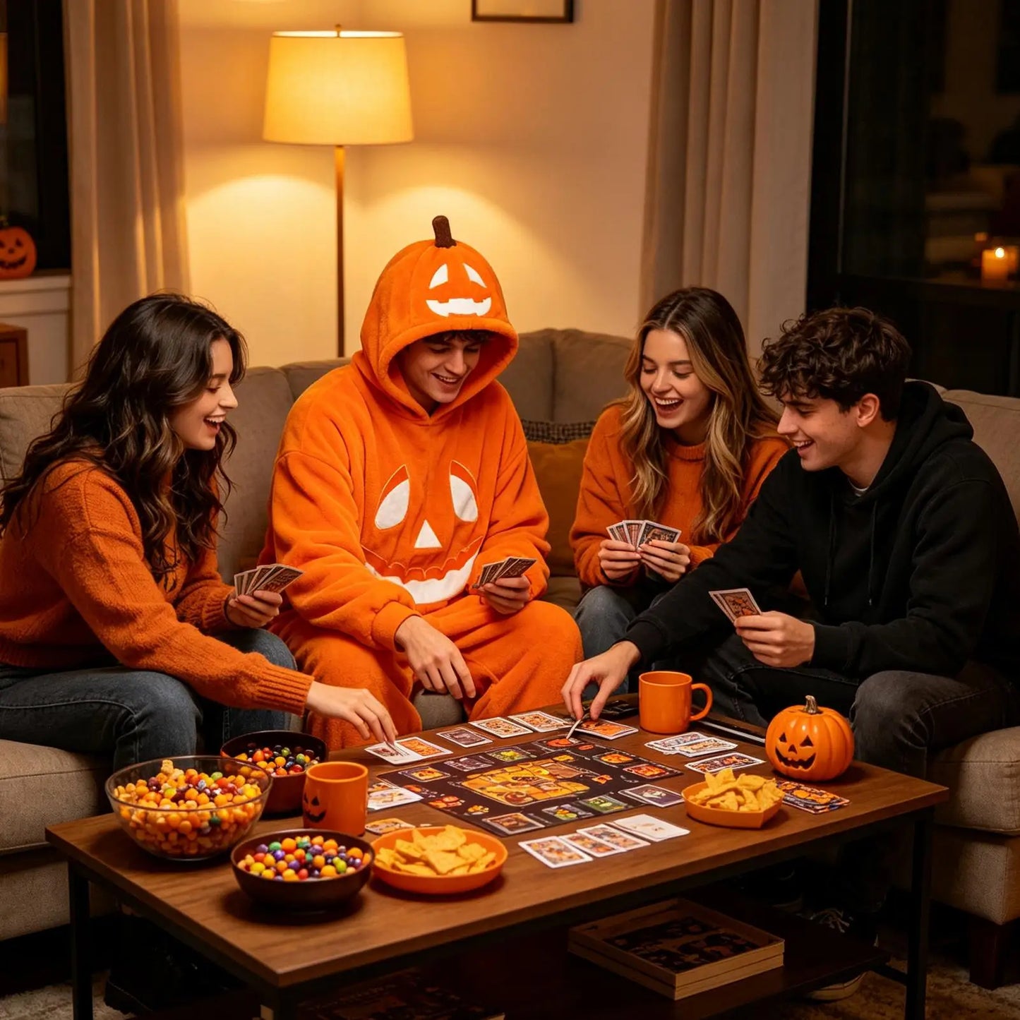 Halloween Pumpkin Costume Soft Breathable Hooded Jumpsuit Halloween Pumpkin Hooded Jumpsuit For Cosplay Concert Party Home