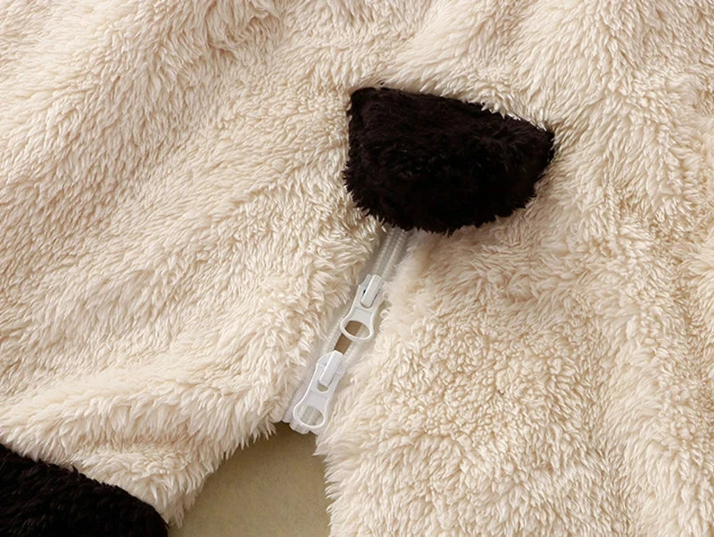 Baby Winter Romper Fleece Cartoon Panda Bunny Hooded Jumpsuit for Boy Girl Clothes Soft Loungewear Thicken Toddler Infant Onesie