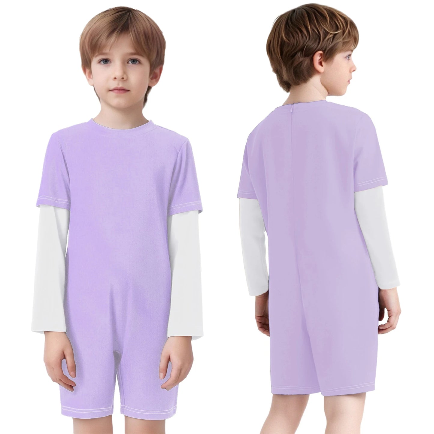 Children Special Needs Adaptive Clothing Solid Color Long Sleeve Zipper Back Jumpsuit Cotton Rompers Workout Sports Bodysuit