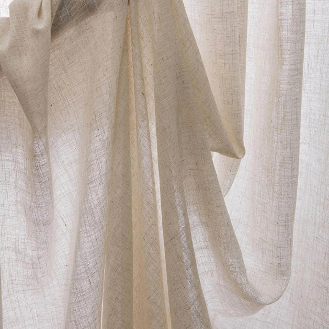 1pc Japanese Cream Color Curtain, Sheer Fabric, Light-Transmitting Privacy, Semi-Sheer Linen, Bedroom Living Room Decor