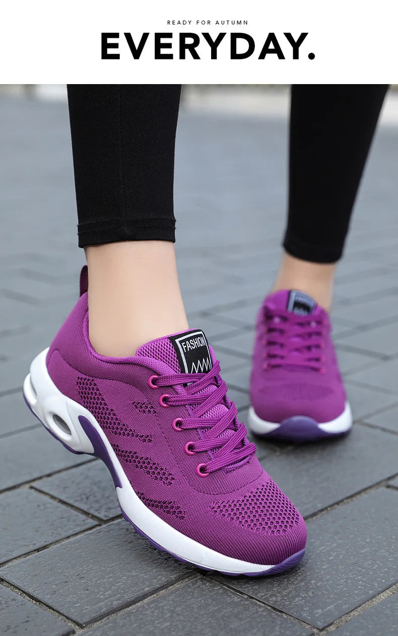 Women Mesh Breathable Casual Sneakers Lace-up Vulcanized Shoes Ladies Platform Sneakers Female Shoes Plus Size Zapatos De Mujer