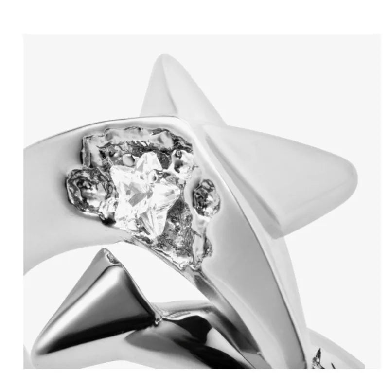 Personalized and creative adjustable opening fashionable shiny brick simple metal ring exquisite girlfriend diamond jewelry gift