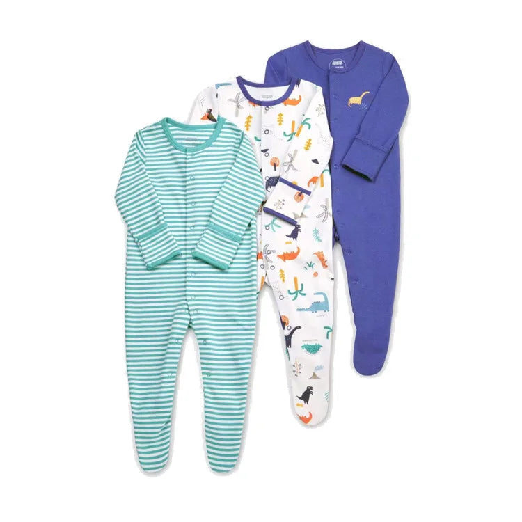 3pcs/Lot Cotton Soft Baby Romper Jumpsuit for Boys Girls with Zipper Footed Long Sleeve Pajama Sleepsuit Outfit Infant Clothes