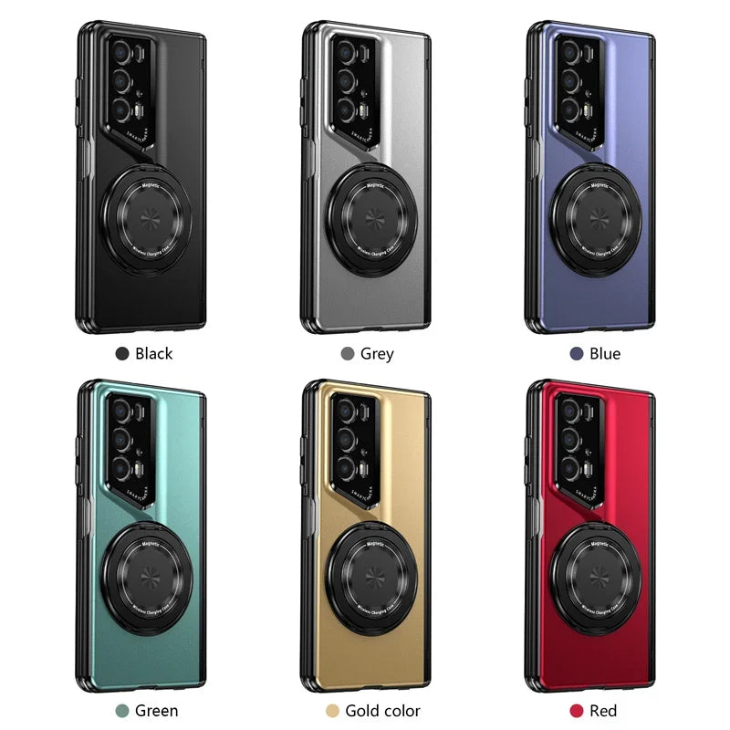 Matte Solid Color Phone Case for Honor Magic V2 RSR Hard Shell Protection Shockproof Film Protector with Holder Cover