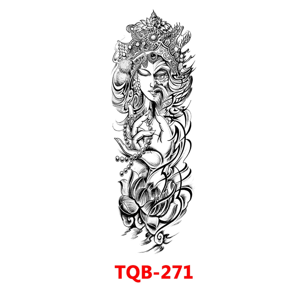 Large Arm Sleeve Tattoo Rose Gear Clock Eye Waterproof Temporary Tatto Sticker Lion Wolf King Body Art Full Fake Tatoo Women Men