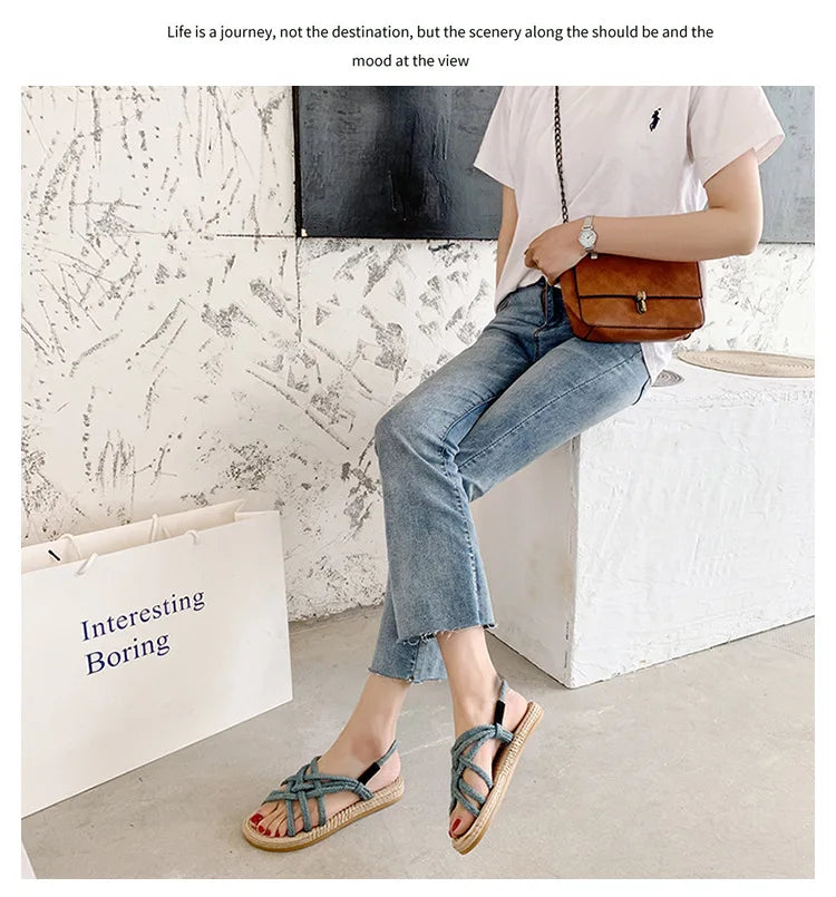 Woman Sandals Shoes Braided Rope with Traditional Casual Style and Simple Creativity Fashion Sandals Women Summer Shoes Zapatos