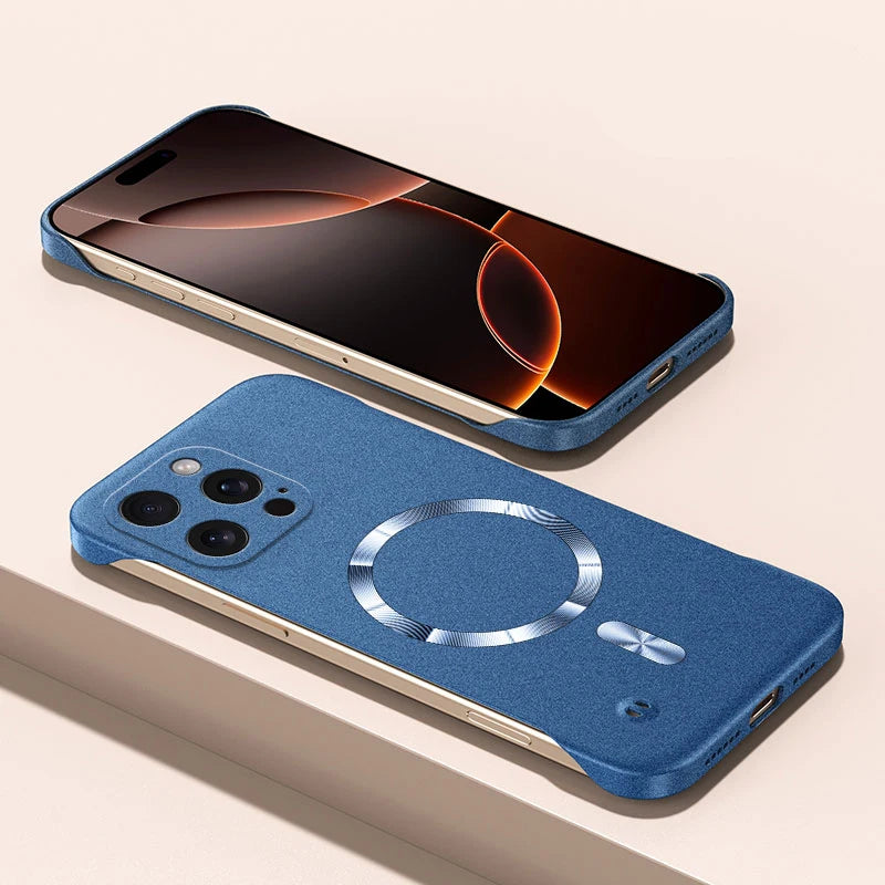 Magnet Frameless Sand Rock Matte Case For Magsafe iPhone 17 Air 16 16E 15 14 13 12 11 Pro X XR XS Max Plus Mini Ultra Thin Cover