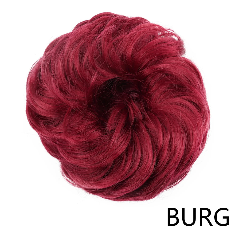 Synthetic Hair Bun Wig Donut Wavy Elastic Rubber Scrunchie Hair Pieces Ladies Ponytail Hair Extension Curly Wrap