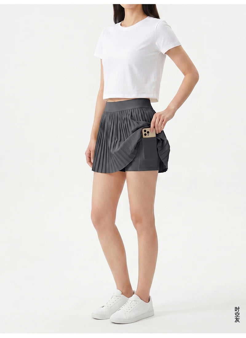 BIVIGAOS Summer Fashion High Waist Sport Short Skirt Women Youthful Cute Mini Skirt Safety Shorts Accordion Pleated Tennis Skirt