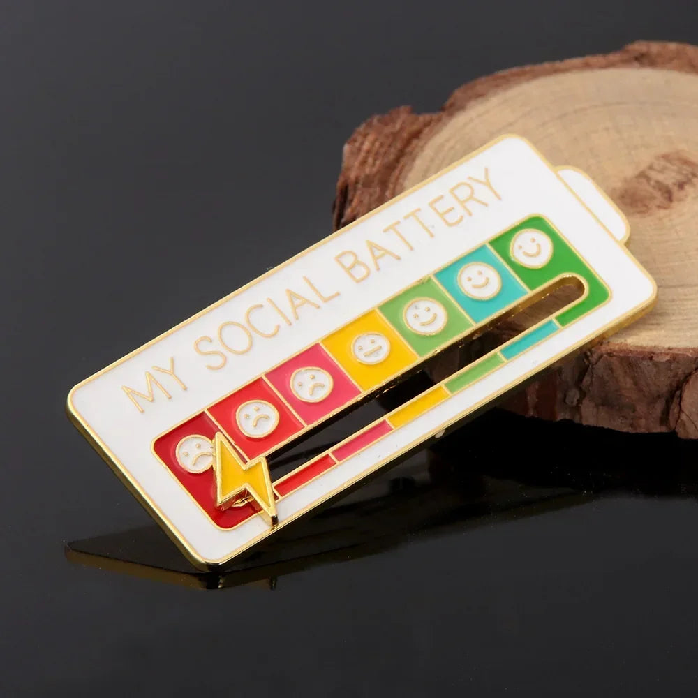 Mood Conversion Brooch Sliding Social Metal Badge Women's  Accessories  Pin Facial Expression Emotion My Social Power Badges Pin