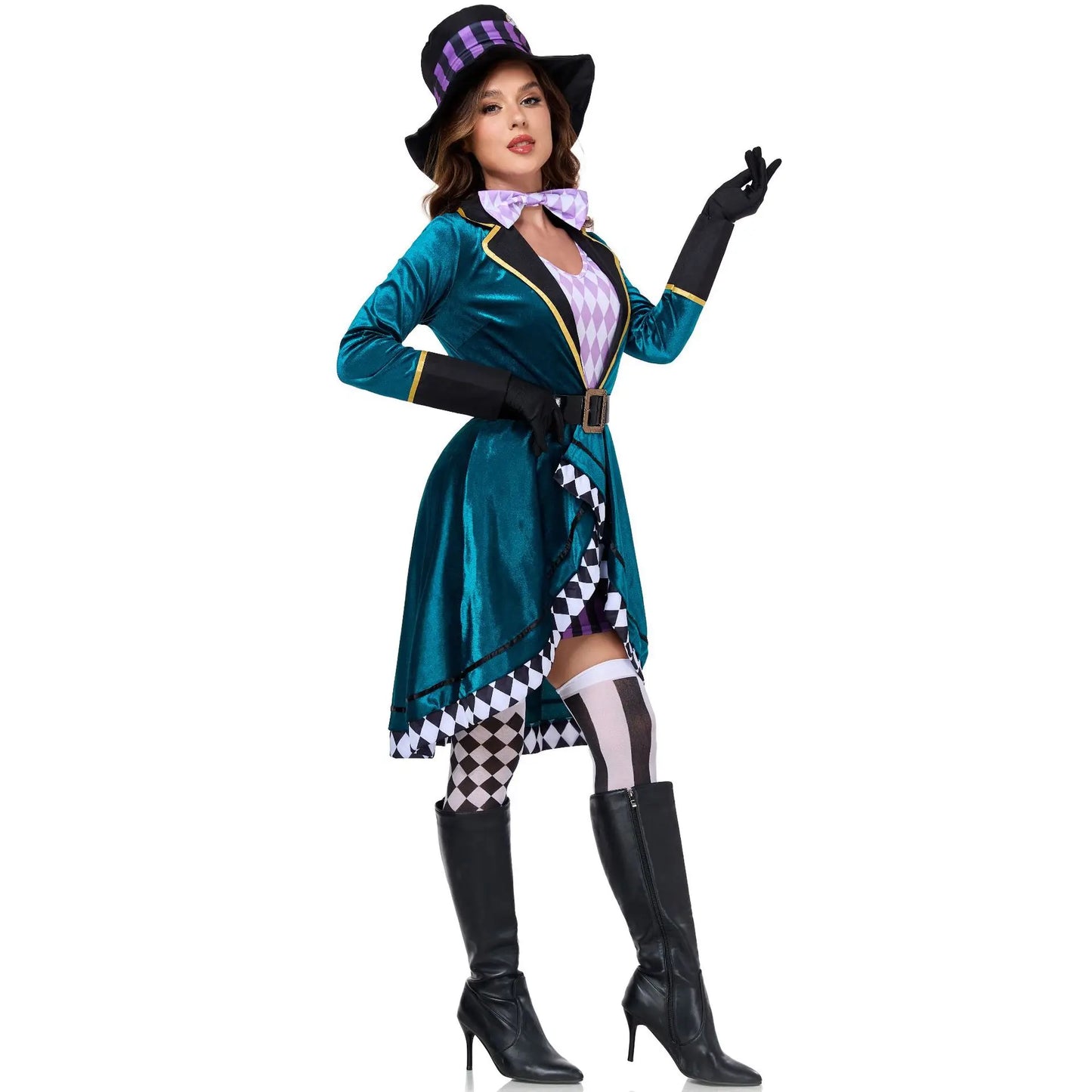 Halloween Alice in Wonderland Clock Madhatter Alice Sorceress Costume Halloween Adult Role-playing Costume Circus Magician