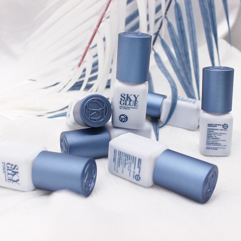 5 Bottles SKY S+ Glue for Eyelash Extensions 5ml Original Korea Sky Blue Cap False Lash Glue Makeup Tools Beauty Shop Supplies
