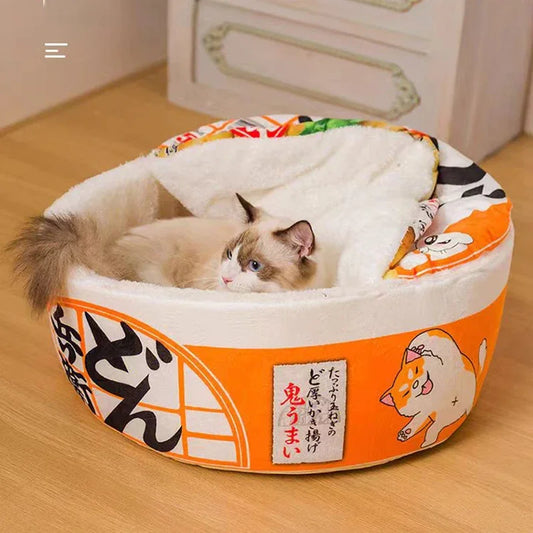 Red Pet Dog Cat House Kennel Super Large Instant Noodle Warm Dog Cat Nest Beds Cushion Udon Cup Noodle Pet Bed Cozy Nest
