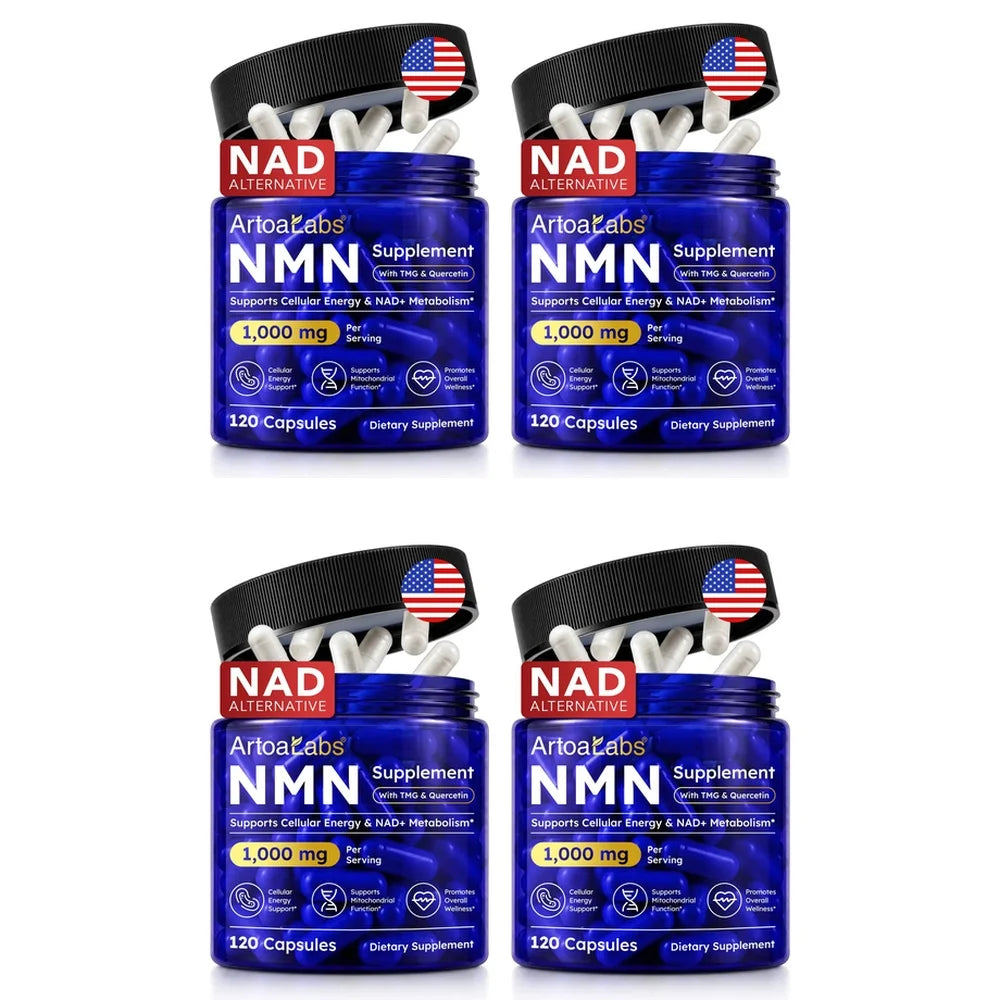 ArtoaLabs NMN Capsules 1000mg with TMG & Quercetin Supports Anti Aging, DNA Repair, NAD+ Metabolism, Cellular Energy | 120 Count
