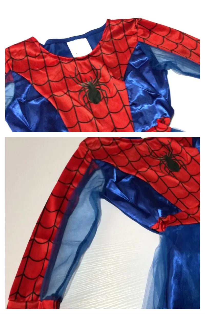 Kids Girls Spiderhero Costume Cosplay Spidergirls Dress Eye Mask Halloween Fancy Dress Clothing