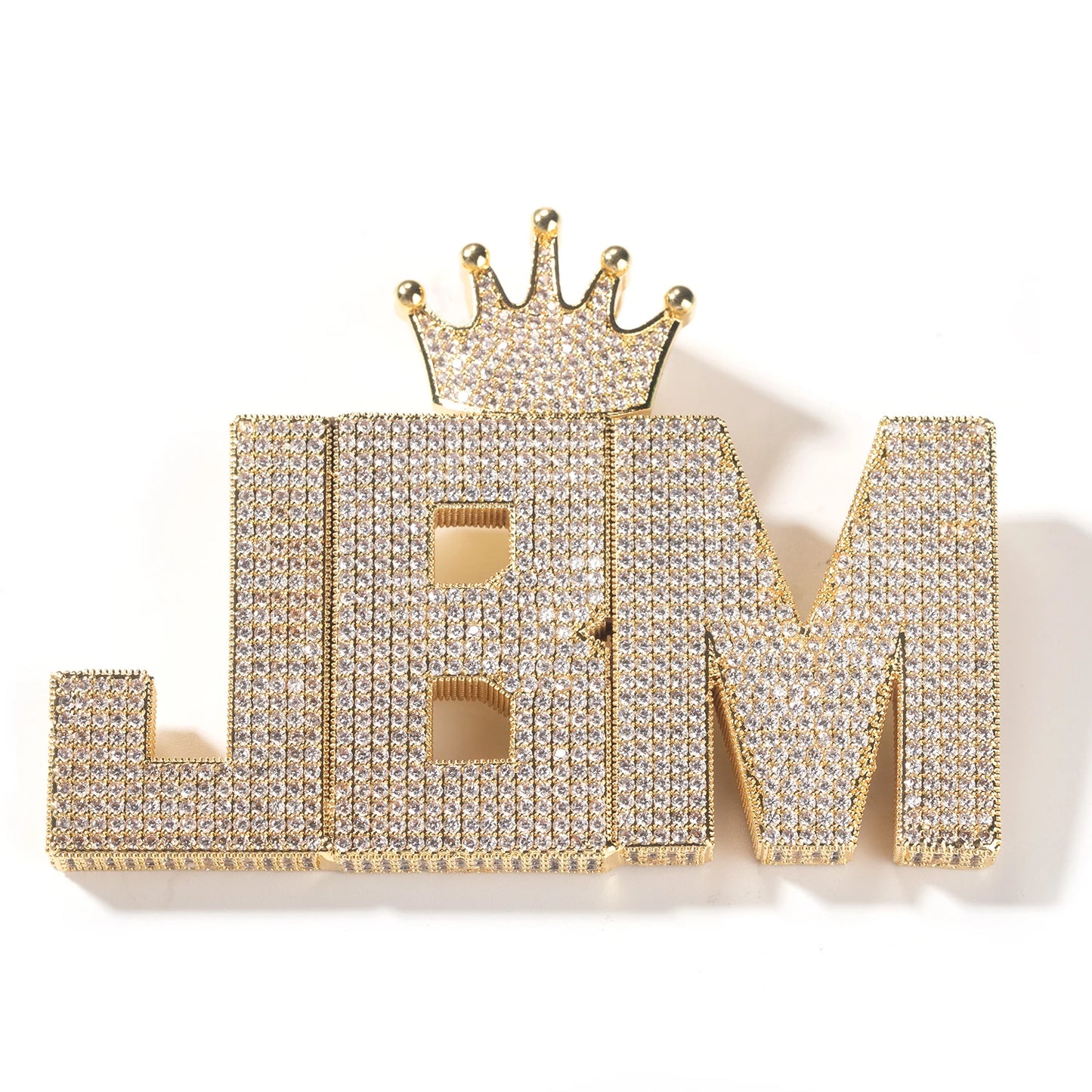 THE BLING KING Crown Bail Custom Big Size Initial Letters Pendant Micro Paved Out CZ Nameplate Necklace Fashion Jewelry For Gift