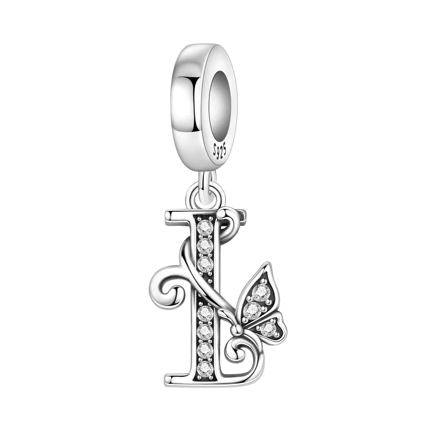 2026 New 925 Sterling Silver Zircon Scroll Grass Pattern 26 Letter Bead Charms for Women Fit DIY Bracelet Necklace Jewelry Gift