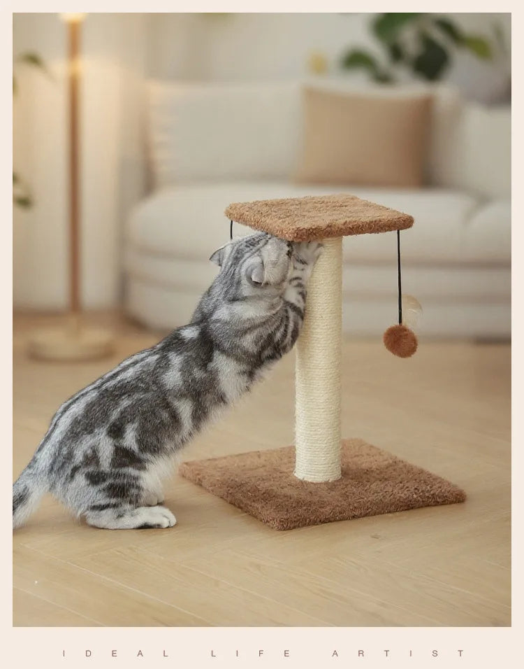 Agave Non-Shedding Cat Tree Vertical Scratching Post with Toy Self-Amusement Cat Toy Scratching Board for Cats