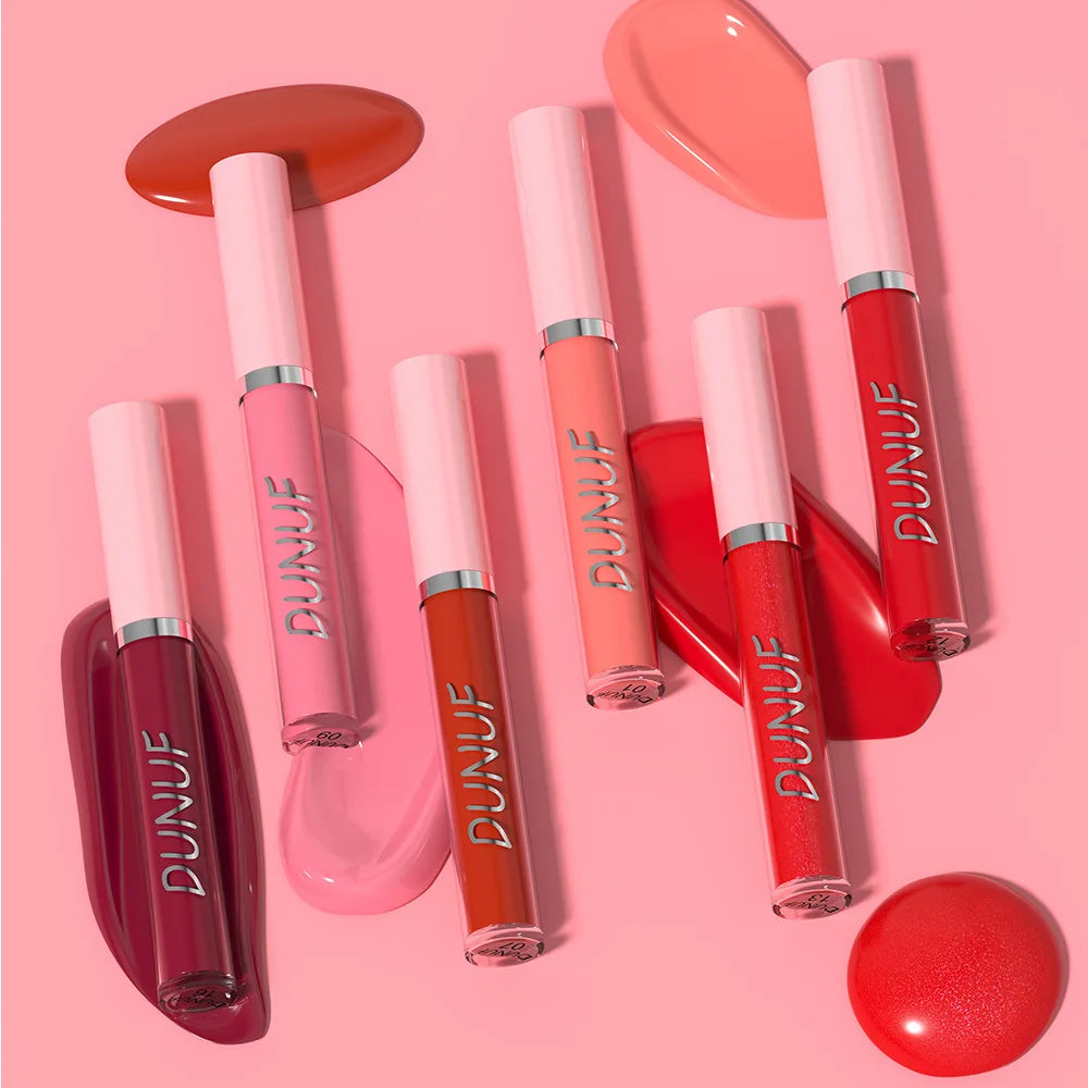 DUNUF High Quality Mirror Gloss Herorange Lipstick Lip Gloss Make-up Lightly Glass Moisturizing Plump Lip stick Lipgloss Gifts