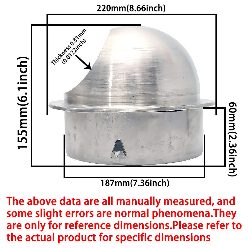 Round Wall Vent Cover, 304 Stainless Steel Vent, Hemispherical Grille Vent Cover, Wall Vent Cover, Stainless Steel Exhaust Vent, Round Vent Cover Suitable for Outdoor Ventilation Systems, Dryer Exterior Vent Cover, Stainless