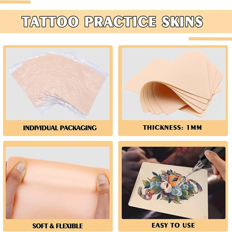 30/20/10/6/3/1PCS  Tattoo Practice Skin Silicone Fake Skin Double-Sided for Permanent Makeup Training Supply Tattoo Accessory
