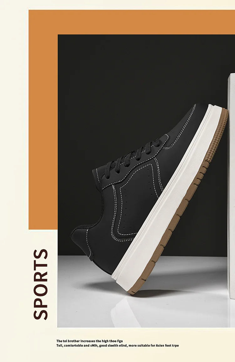 Men's Invisible Height Increasing Elevator Shoes Lace-up Sporty White Sneakers 8/10cm Taller Size Plus Invisible Elevate Shoes