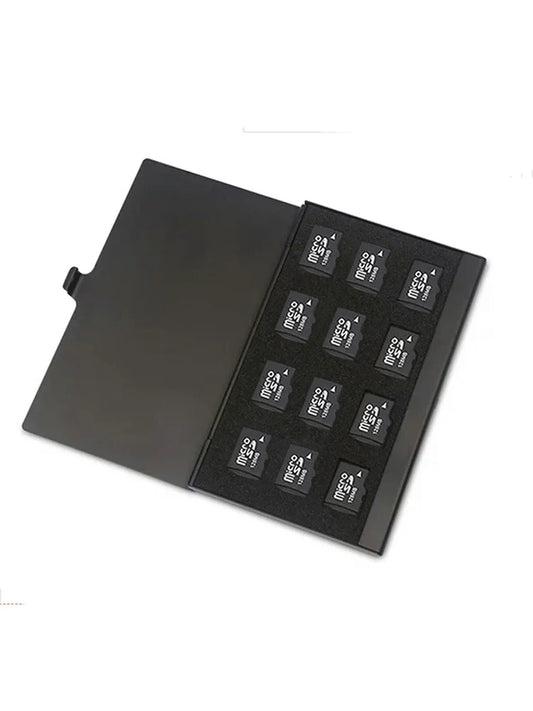 12 Slots Micro SD Card Case Holder Storage Organizer,Ultra Slim Credit Card Size Lightweight Portable TFMemory Card Storag Black