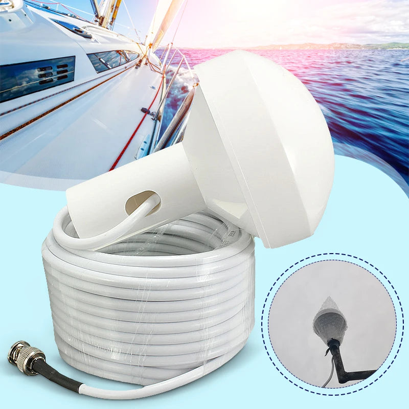 EDEN Hi-Gain Active Marine Navigation Antenna GPS 5M,10M Cable with BNC Male Plug Active Marine Navigation Antenna