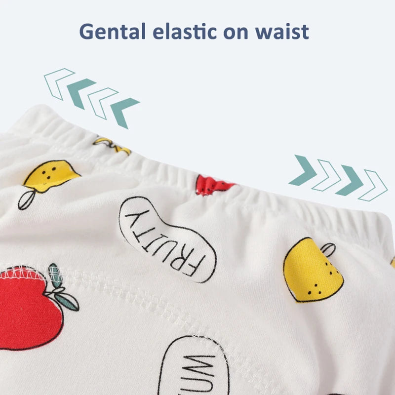 4PCS Breathable Cotton New Reusable Washable Baby Potty Training Pants Infant Todder Cute Underwear Soft Briefs for Boys Girls
