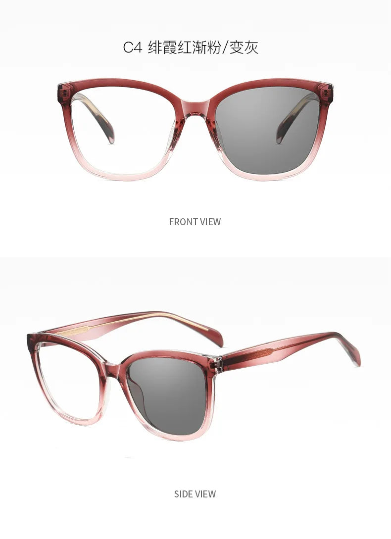 Cat Eye Women Reading Glasses Photochromic Lenses Anti-UV Sunglasses Blue Light Blocking Color Changing Glasses With Diopters