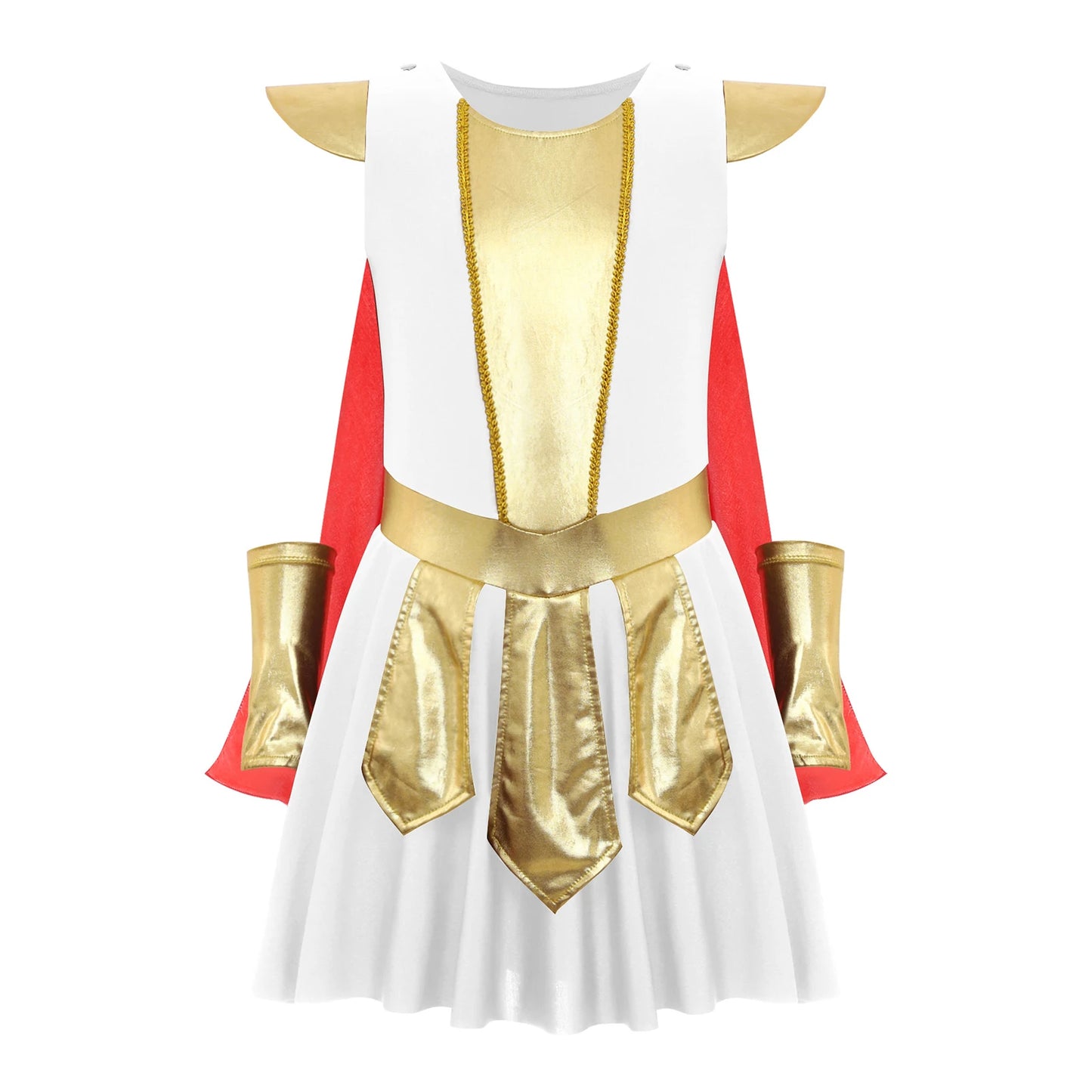 Kids Girls Halloween Ancient Roman Warrior Costume Medieval Soldier Gladiator Cosplay Party Dress Historical Role Play Dress Up