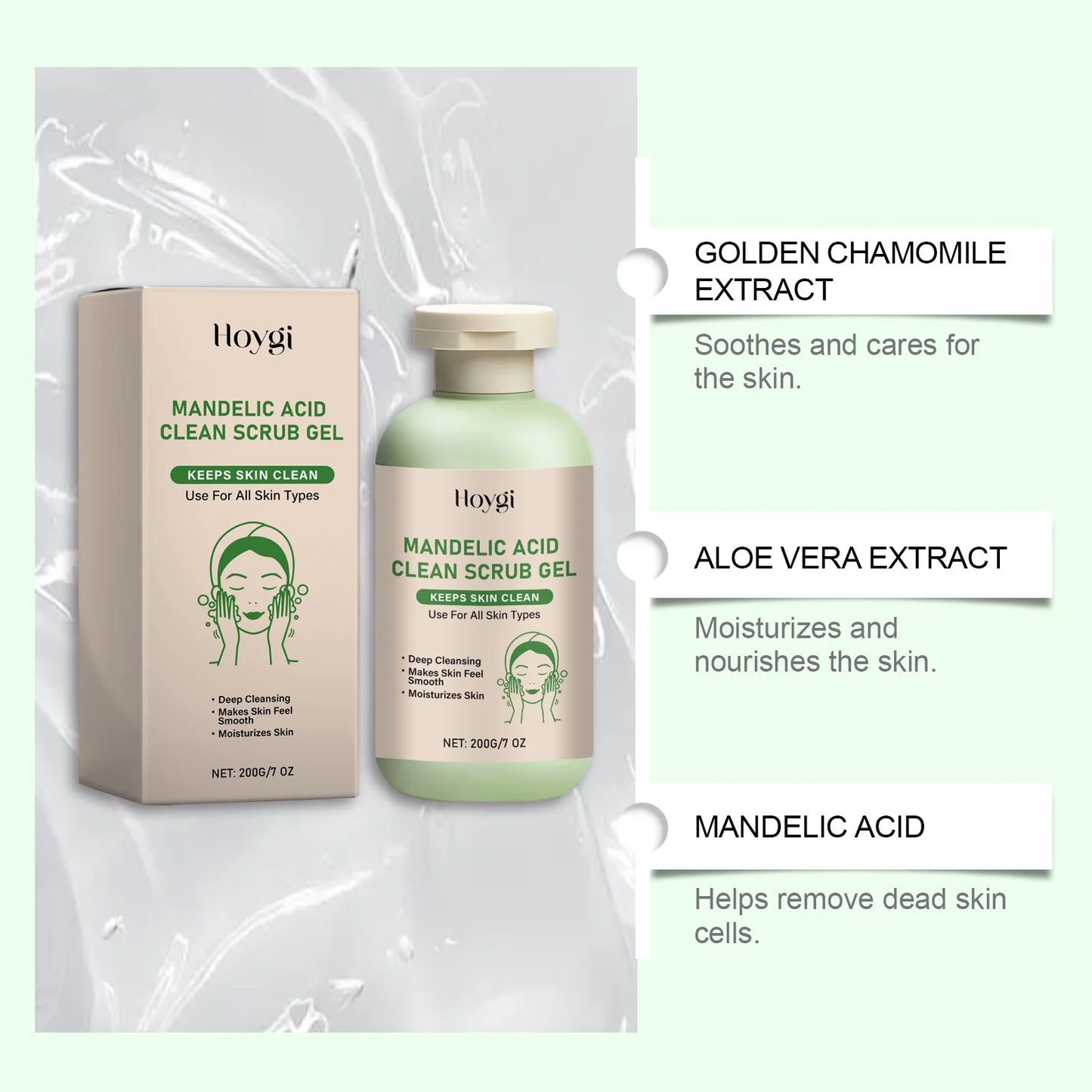 Mandelic Acid Body Exfoliating Gel Gentle Exfoliation Lasting Moisture Cleaning Remove Dead Skins Smooth Skin Cleans Scrub Gels