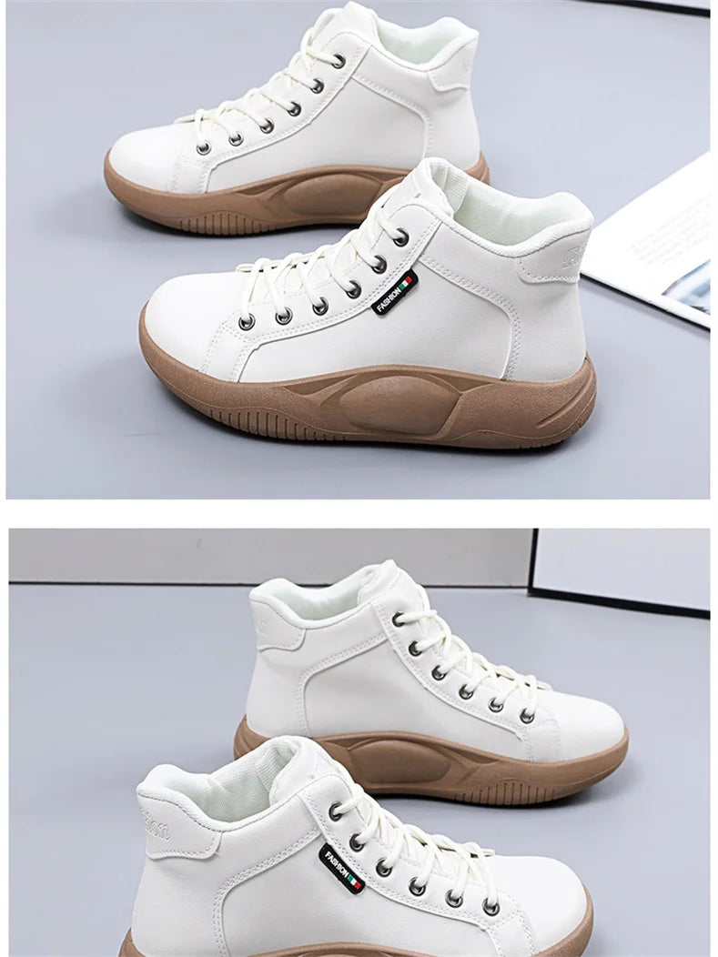 CINESSD Version of High-top Shoes for Female Students Trend of Casual Running Shoe Comfortable Lace-up Sneakers Female Shoes