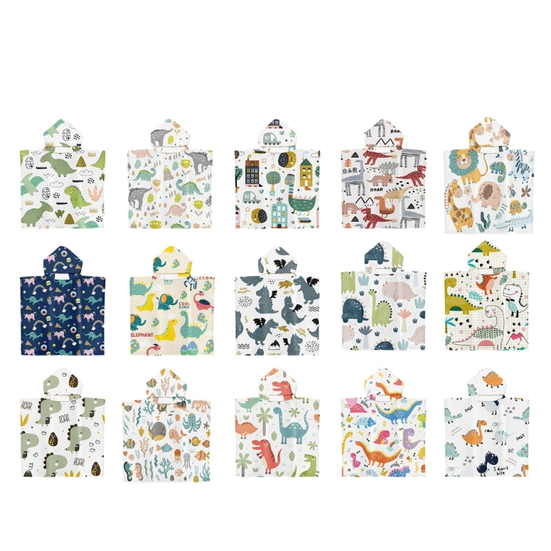 Toddler Kids Beach Towel Cotton Bathrobe Baby Boys Girls Dinosaur Animal Hooded Bathing Towel 60x60cm Children Dinosaur Blanket