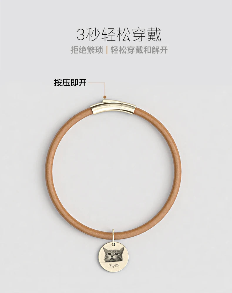 Custom Lettering Leather Cat Collar Katten Accessories Small Dog Collar and Tag Set  Collares Para Gatos Dogs Accessories