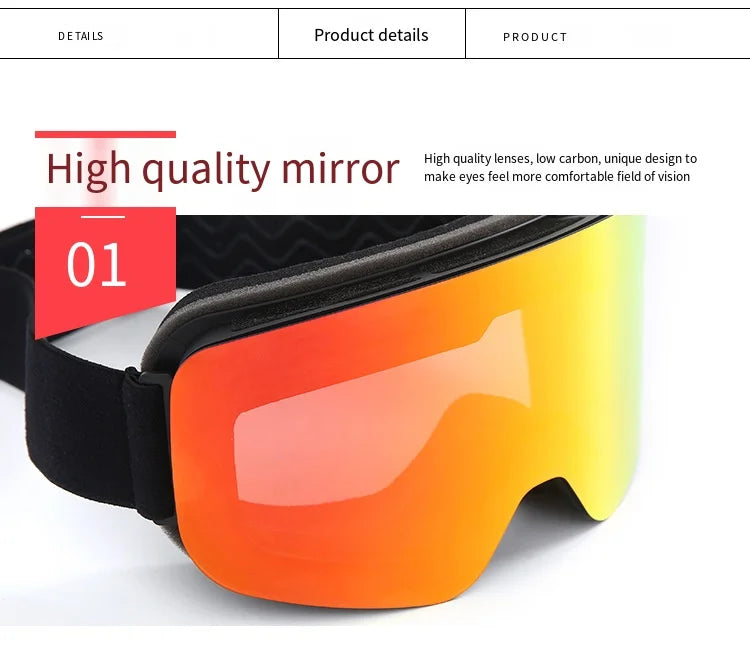 Adult Ski Snowboard Goggles Unisex Double Anti-Fog UV400 Cylindrical Lens Skiing Eyewear Mask Snow Protection over Glasses