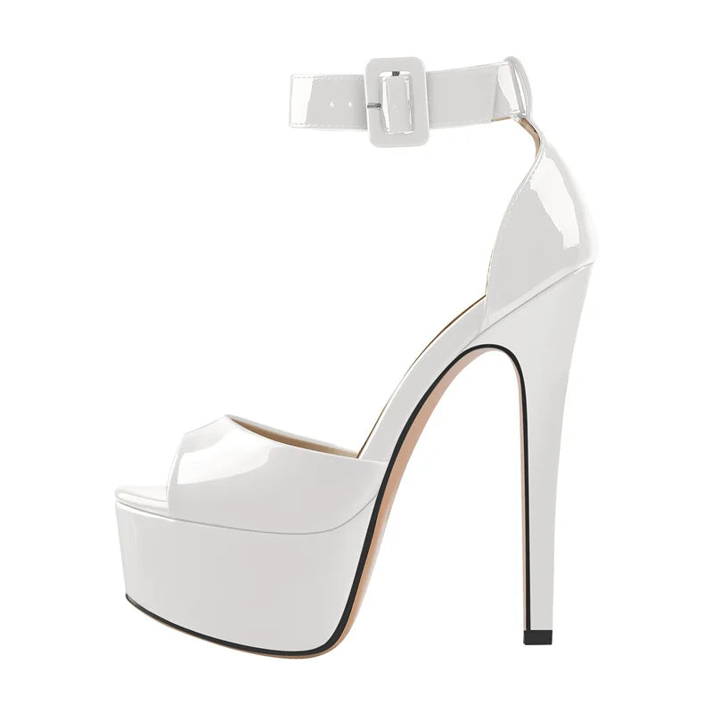 Onlymaker Women  Platform Sandals Peep Toe Thin Heels Ankle Strap Zebra Stripes Party Dress Summer Lady Shoes Big Size Sandals