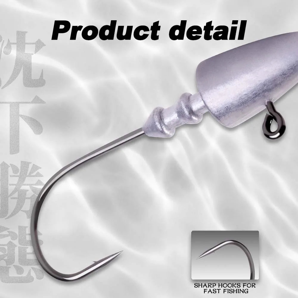 Hunthouse 7g 10g 12g 14g Dart Jig Head Fishing Hook For Soft Lure Sharp High Carbon Steel Fishhooks Equipment Gear Tackle LW308