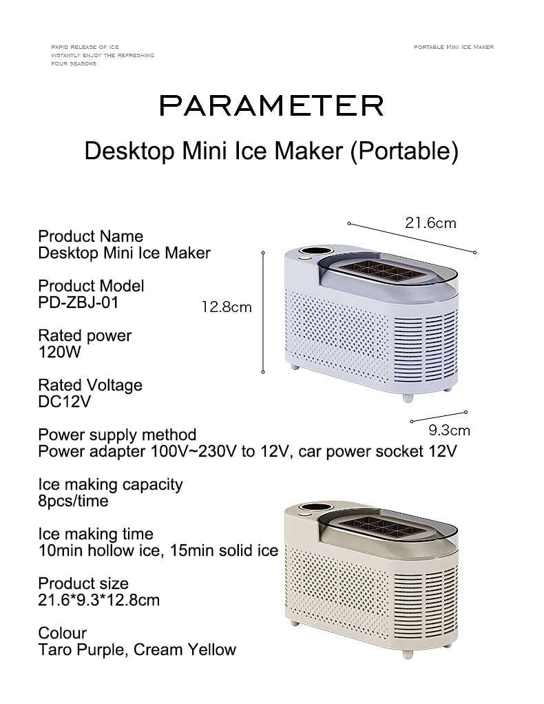 110V/220V Portable Small Ice Maker Mini Home Dormitory Office Camping 12V Car Cube Ice Automatic Ice Making Box Ice Machine