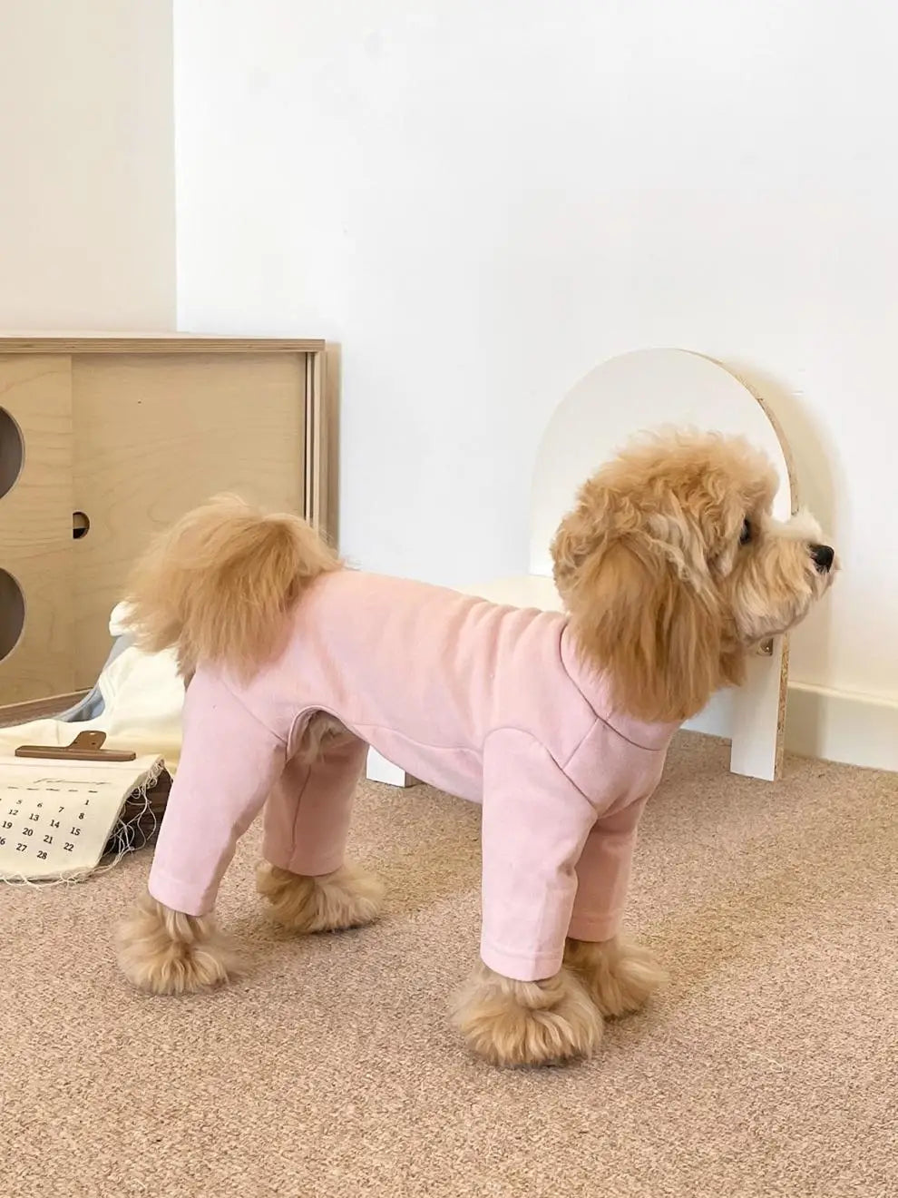 Elastic Pet Jumpsuit Four Legged Pants For Small Medium Dogs Cream Color Cozy Home Base Shirt Winter Warm Dog Clothes