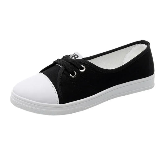 Lady Fashion Light Weight White Anti Skid Comfort Lace Up Student School Shoes Zapatos Women Cute Sweet Black Stylish Shoes B87