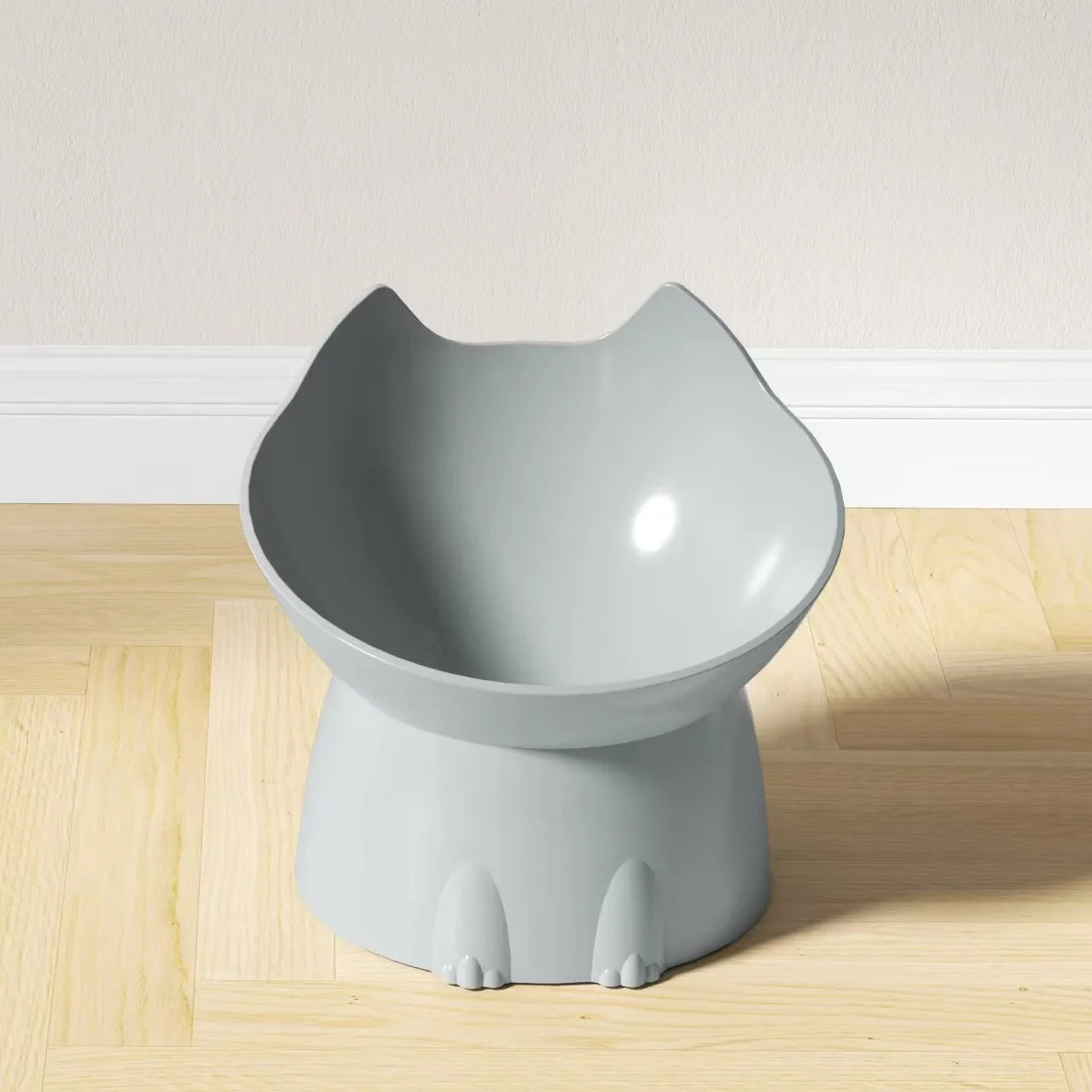1pc WhiskerWare Elevated Cat Bowl Anti-Tip Plastic Raised Pet Feeding Dish with Tilted Edg 3e Neck Protection Kitty Food