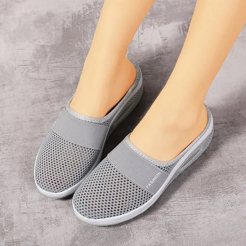 Air Cushion Slip-On Women Walking Shoes Orthopedic Diabetic Ladies Platform Mules Mesh Lightweight Slippers Wedge Female Sneaker