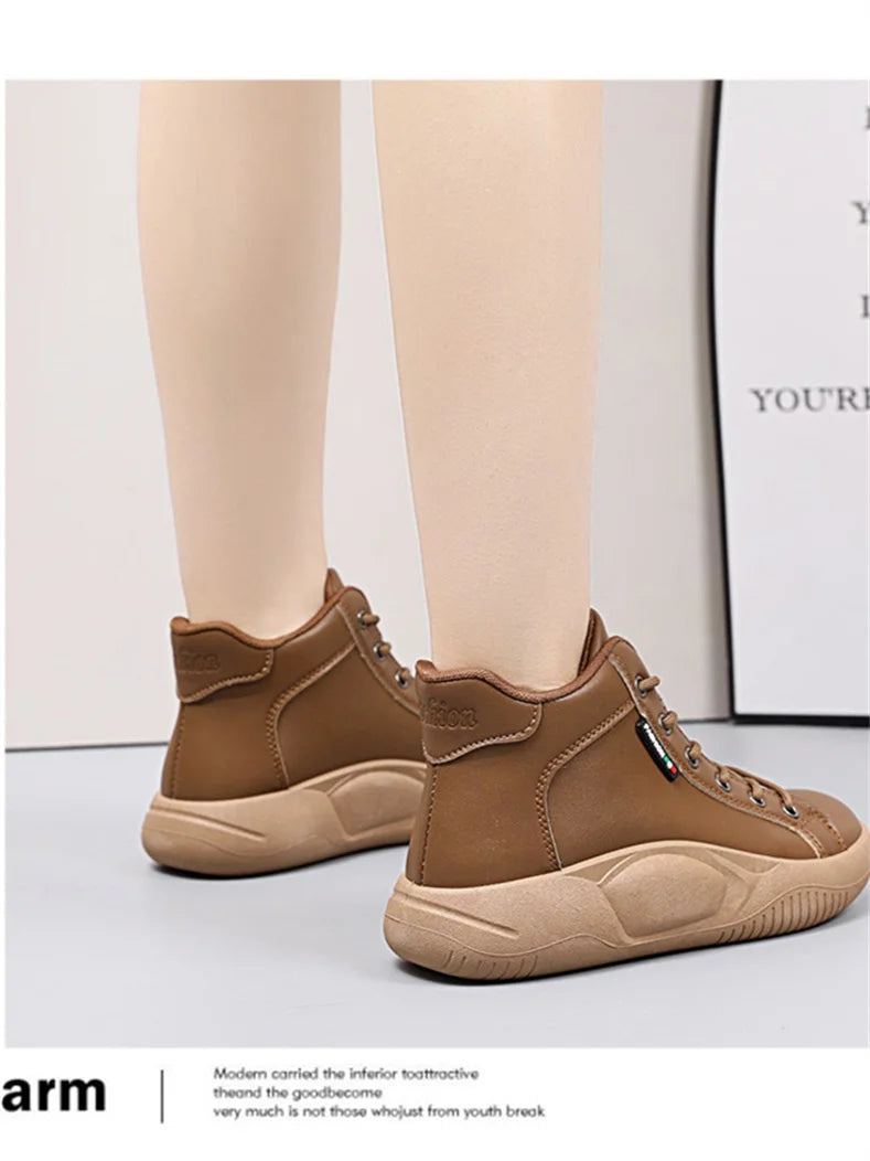 CINESSD Version of High-top Shoes for Female Students Trend of Casual Running Shoe Comfortable Lace-up Sneakers Female Shoes