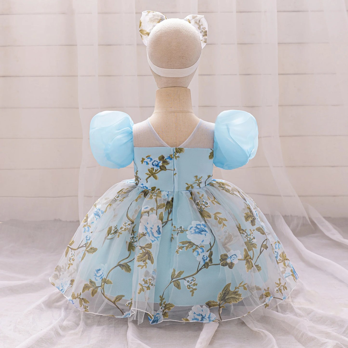 Baby Girl 2pcs Floral Wedding Party Dress Toddler Tulle Princess Gown Girls Summer Holiday Dresses Infant 1st Birthday Costumes