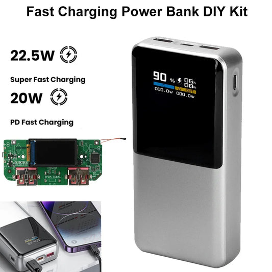 22.5W Fast Charging Module Power Bank DIY Kit TFT Color Screen LCD Display 3.7V Ternary Lithium Battery Supports PD/QC/SCP/VOOC