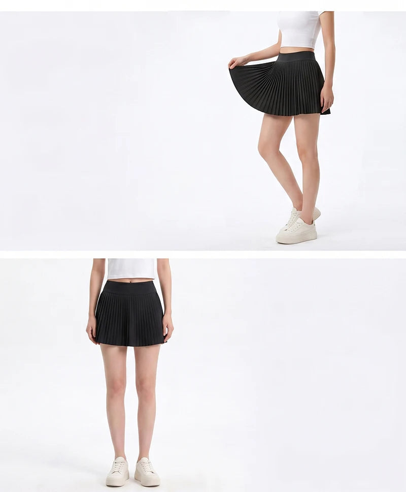 BIVIGAOS Summer Fashion High Waist Sport Short Skirt Women Youthful Cute Mini Skirt Safety Shorts Accordion Pleated Tennis Skirt